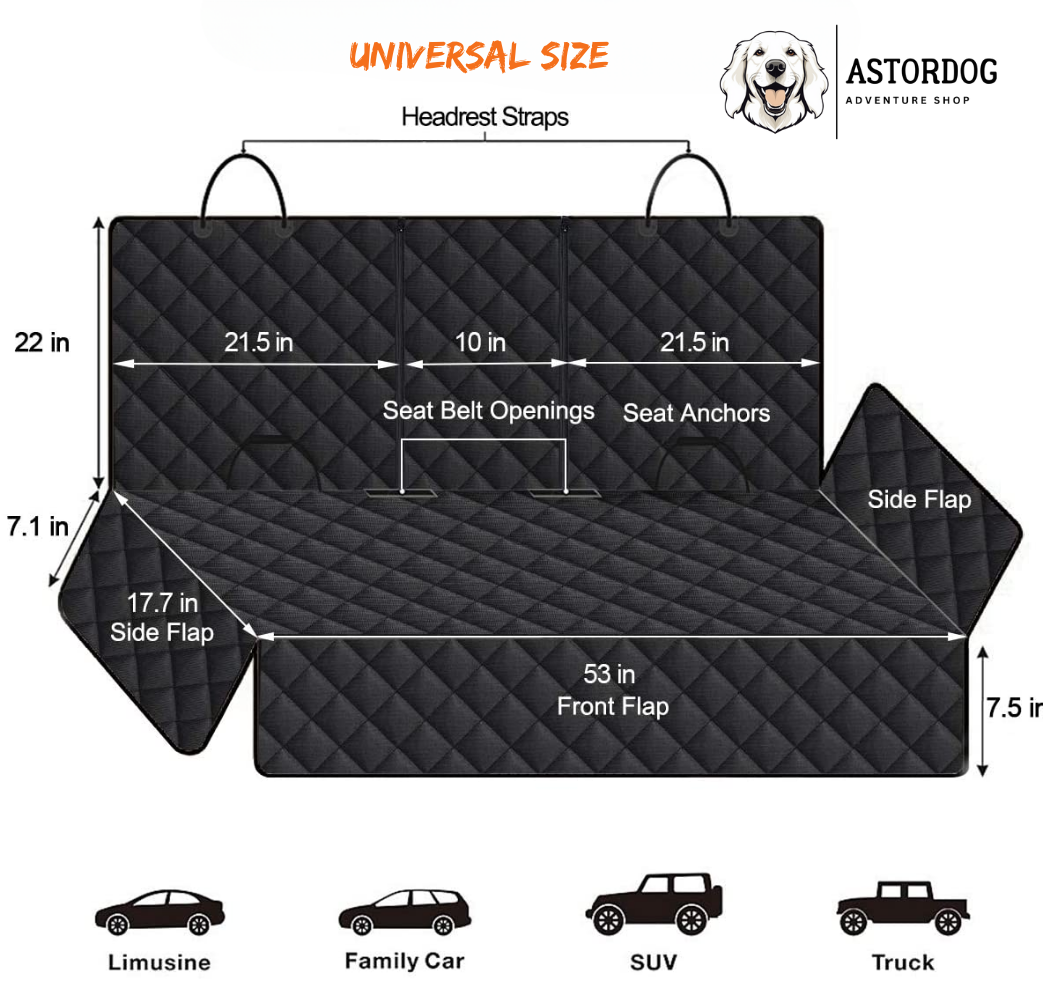 Funda Coche Perro - Impermeable, Antideslizante + 2 Cinturones Gratis